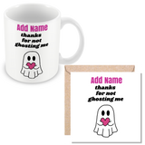 Muggz - Personalised Thanks for Not Ghosting Me Mug, Card, Coaster Gift sets - Couples in Love