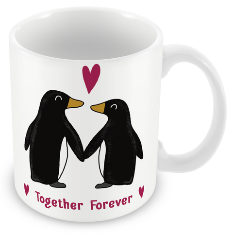 Muggz - Penguins Together Forever Mug, Card, Coaster Gift sets - Penguin Couple in Love