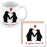 Muggz - Penguins Together Forever Mug, Card, Coaster Gift sets - Penguin Couple in Love