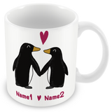 Muggz - Personalised Mug, Card, Coaster Gift sets - Penguins Together Forever - Penguin Couple in Love