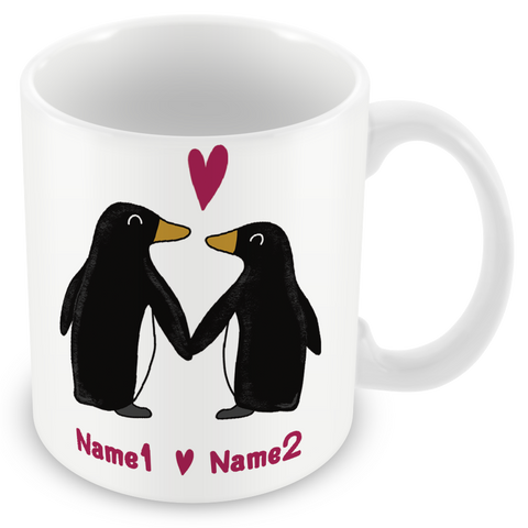 Muggz - Personalised Mug, Card, Coaster Gift sets - Penguins Together Forever - Penguin Couple in Love