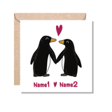 Muggz - Personalised Mug, Card, Coaster Gift sets - Penguins Together Forever - Penguin Couple in Love