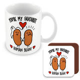 Muggz - My Favourite Human Bean Mug, Card, Coaster Gift sets - Couples in Love