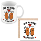 Muggz - My Favourite Human Bean Mug, Card, Coaster Gift sets - Couples in Love