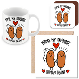 Muggz - My Favourite Human Bean Mug, Card, Coaster Gift sets - Couples in Love