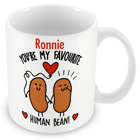 Muggz - Personalised Mug, Card, Coaster Gift sets - My Favourite Human Bean - Couples in Love