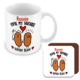 Muggz - Personalised Mug, Card, Coaster Gift sets - My Favourite Human Bean - Couples in Love