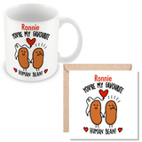 Muggz - Personalised Mug, Card, Coaster Gift sets - My Favourite Human Bean - Couples in Love