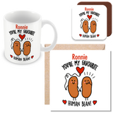 Muggz - Personalised Mug, Card, Coaster Gift sets - My Favourite Human Bean - Couples in Love