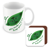 Muggz - Two Peas in a Pod Mug, Card, Coaster Gift sets - You Make me so Hap-pea