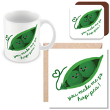 Muggz - Two Peas in a Pod Mug, Card, Coaster Gift sets - You Make me so Hap-pea