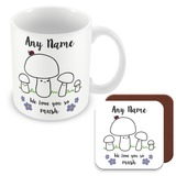 Personalised Mummy We Love You So MUSH – Mug, Card & Coaster Gift Sets - Cute Mushroom Mummy – Gift for Mum - Mum 3 Children