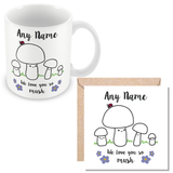 Personalised Mummy We Love You So MUSH – Mug, Card & Coaster Gift Sets - Cute Mushroom Mummy – Gift for Mum - Mum 3 Children