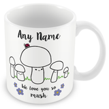 Personalised Mummy We Love You So MUSH – Mug, Card & Coaster Gift Sets - Cute Mushroom Mummy – Gift for Mum - Mum 4 Children