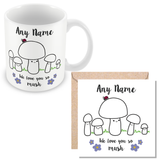 Personalised Mummy We Love You So MUSH – Mug, Card & Coaster Gift Sets - Cute Mushroom Mummy – Gift for Mum - Mum 4 Children