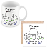 Mummy We Love You So MUSH – Mug, Card & Coaster Gift Sets - Cute Mushroom Mummy – Gift for Mum - Mum 4 Children