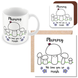 Mummy We Love You So MUSH – Mug, Card & Coaster Gift Sets - Cute Mushroom Mummy – Gift for Mum - Mum 4 Children