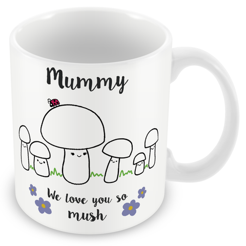 Mummy We Love You So MUSH – Mug, Card & Coaster Gift Sets - Cute Mushroom Mummy – Gift for Mum - Mum 5 Children