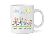 Personalised Dad & Dad Mug With Son & Daughter (Version One) - Personalised Family Mug