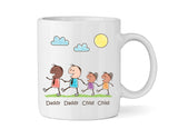 Personalised Dad & Dad Mug With Two Daughters (Version Three) - Personalised Family Mug