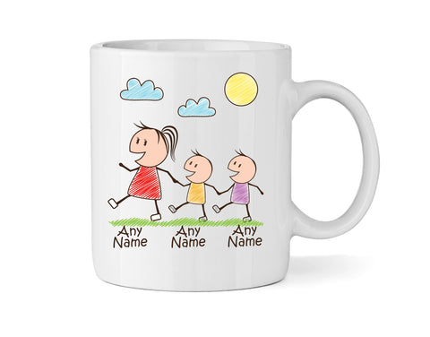 Personalised Mum Mug With Two Sons (Version One) - Personalised Family Mug