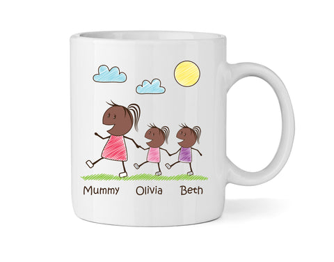 Personalised Mum Mug With Two Daughters (Version Three) - Personalised Family Mug