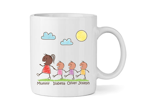 Personalised Mum Mug With Three Sons (Version Two) - Personalised Family Mug