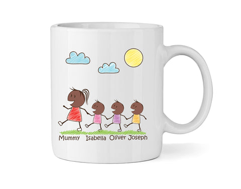 Personalised Mum Mug With Three Sons (Version Three) - Personalised Family Mug