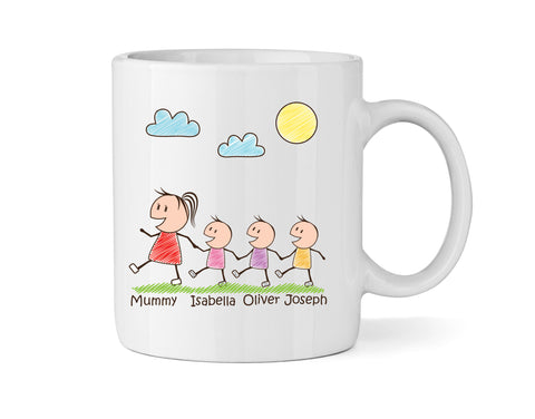 Personalised Mum Mug With Three Sons (Version One) - Personalised Family Mug