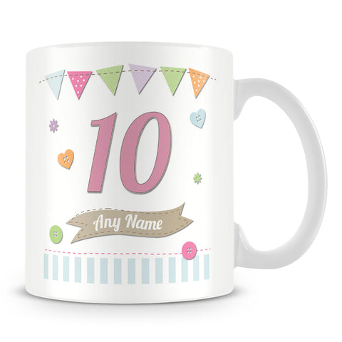 10th Birthday Shabby Chic Design Personalised Mug