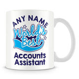 Worlds Best Accounts Assistant Personalised Mug - Blue