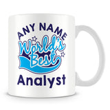 Worlds Best Analyst Personalised Mug - Blue