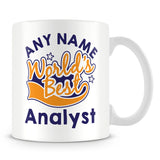 Worlds Best Analyst Personalised Mug - Orange