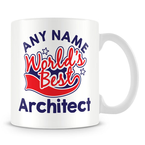 Worlds Best Architect Personalised Mug - Red