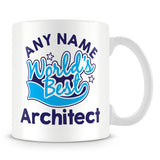 Worlds Best Architect Personalised Mug - Blue