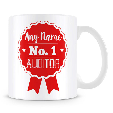 Auditor Mug - Personalised Gift - Rosette Design - Red