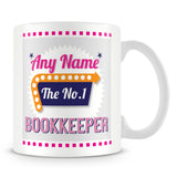 Bookkeeper Personalised Mug - No.1 Retro Gift - Pink