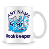 Worlds Best Bookkeeper Personalised Mug - Blue