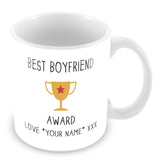 Best Boyfriend Mug - Award Trophy Personalised Gift - Yellow