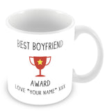 Best Boyfriend Mug - Award Trophy Personalised Gift - Red