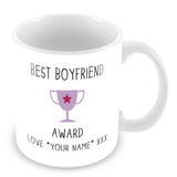 Best Boyfriend Mug - Award Trophy Personalised Gift - Purple