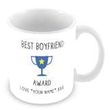 Best Boyfriend Mug - Award Trophy Personalised Gift - Blue