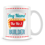 Builder Personalised Mug - No.1 Retro Gift - Green