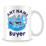 Worlds Best Buyer Personalised Mug - Blue