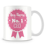 CEO Mug - Personalised Gift - Rosette Design - Pink