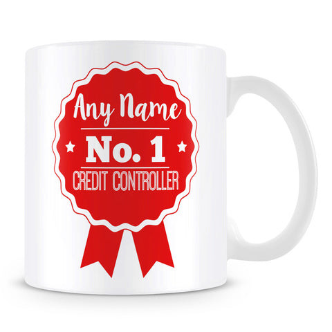 Credit Controller Mug - Personalised Gift - Rosette Design - Red