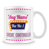 Credit Controller Personalised Mug - No.1 Retro Gift - Pink