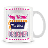 Designer Personalised Mug - No.1 Retro Gift - Pink