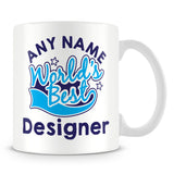 Worlds Best Designer Personalised Mug - Blue