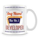 Developer Personalised Mug - No.1 Retro Gift - Orange